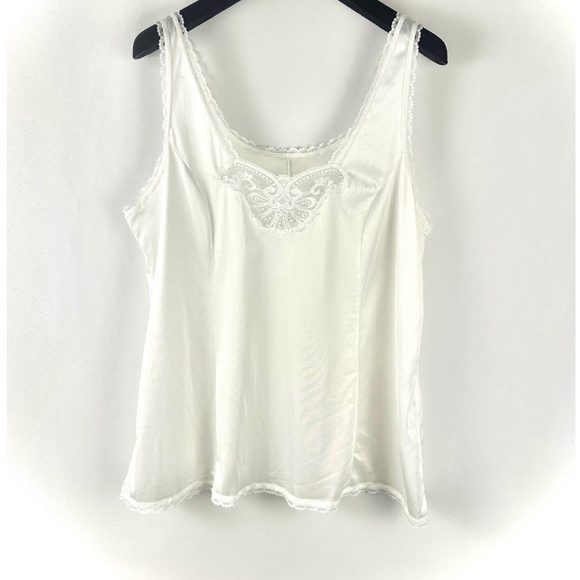 Vintage 1980’s ‘Tradition by Sears’ Nylon Satin Camisole Slip Top in White - M - Picture 1 of 10